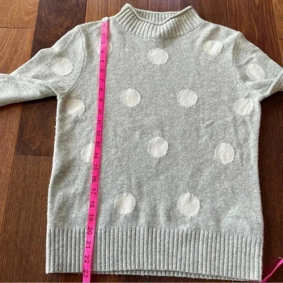 J. Crew Always Merino Wool Polka Dot Sweater Crewneck Gray White Long Sleeve - Picture 10 of 11